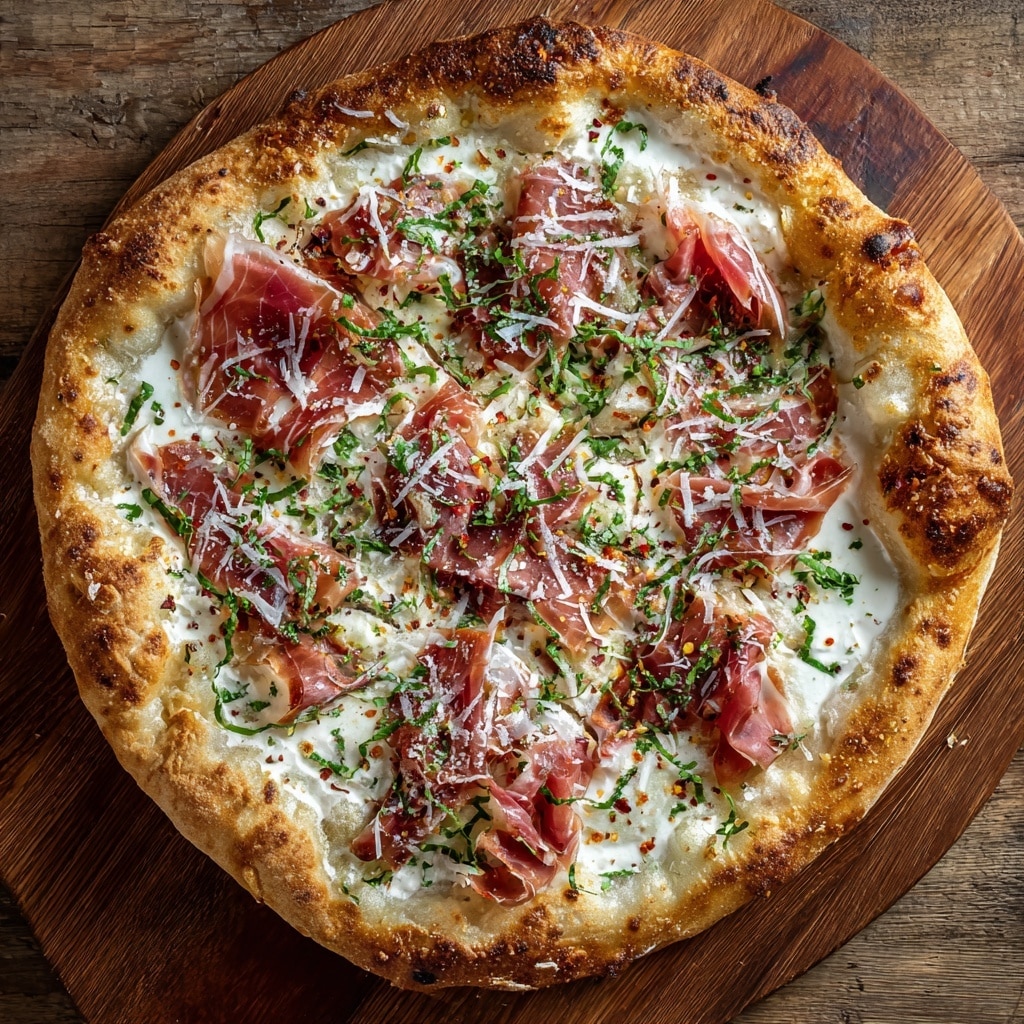White Pizza with Prosciutto & Hot Honey Recipe - Recipe Image