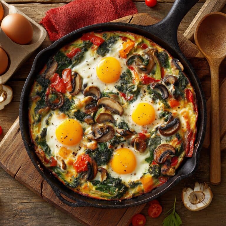 Baked Eggs with Spinach, Tomatoes, Ricotta & Basil Recipe