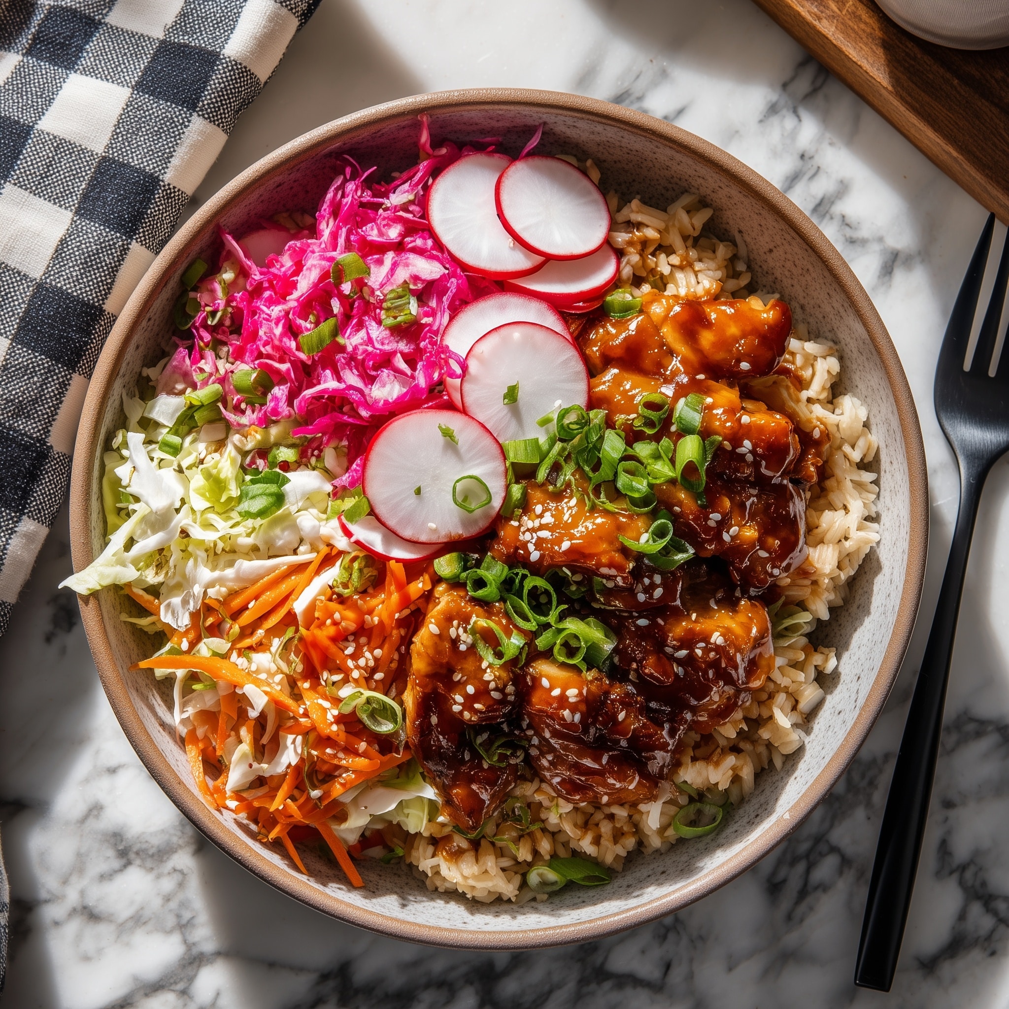 Teriyaki Tofu Bowls with Kimchi Mayo Recipe - Recipe Image