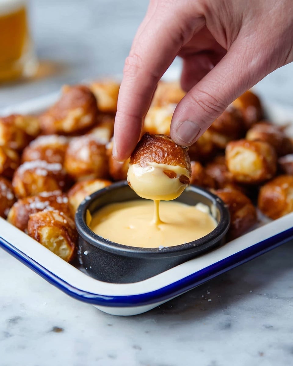 Homemade Soft Pretzel Bites with Cheddar Cheese Sauce Recipe - Recipe Image