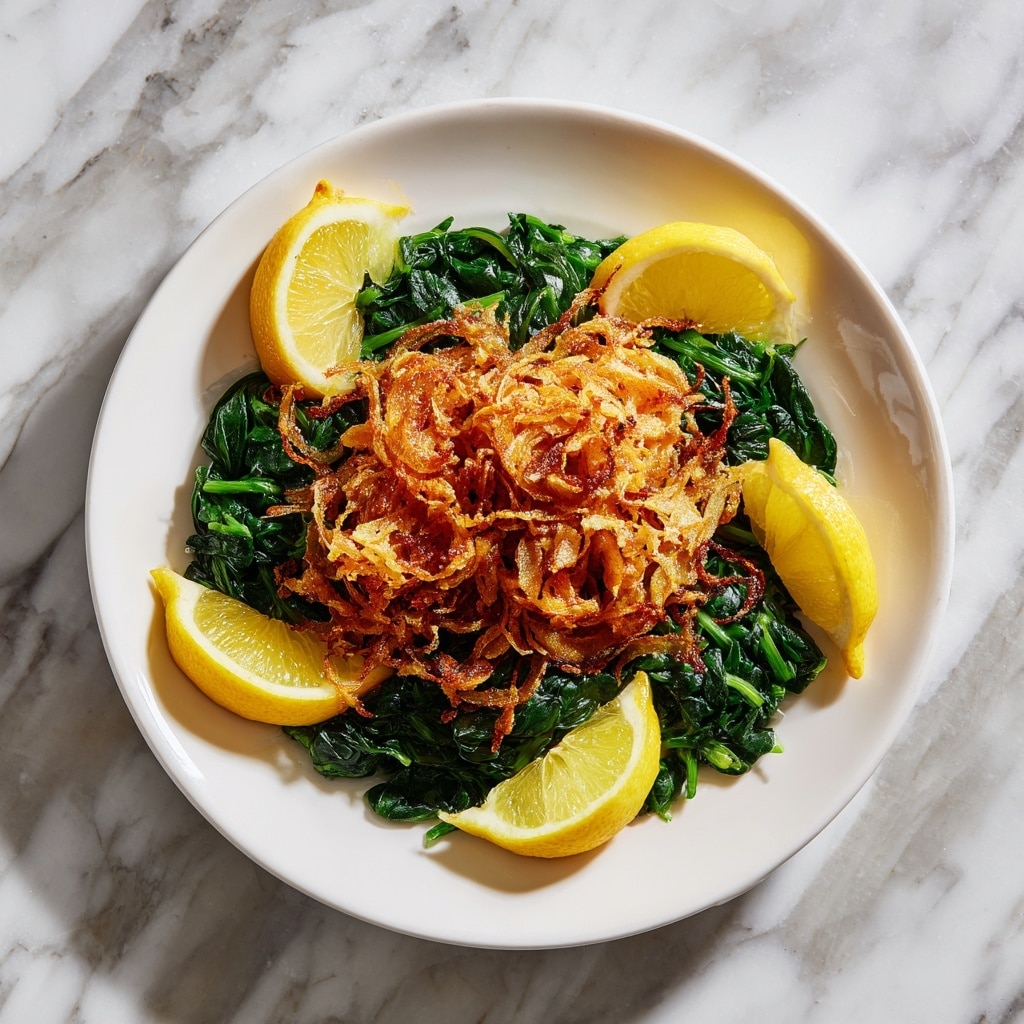 Dandelion Greens with Crispy Fried Onions Recipe - Recipe Image