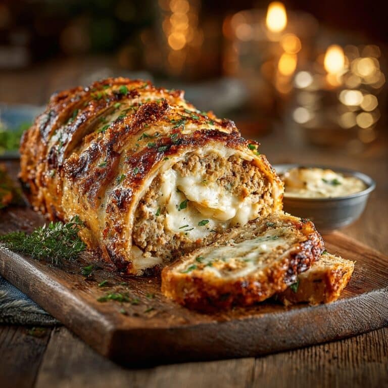 Sticky Sage & Onion Sausage Roll Wreath with Baked Camembert Recipe