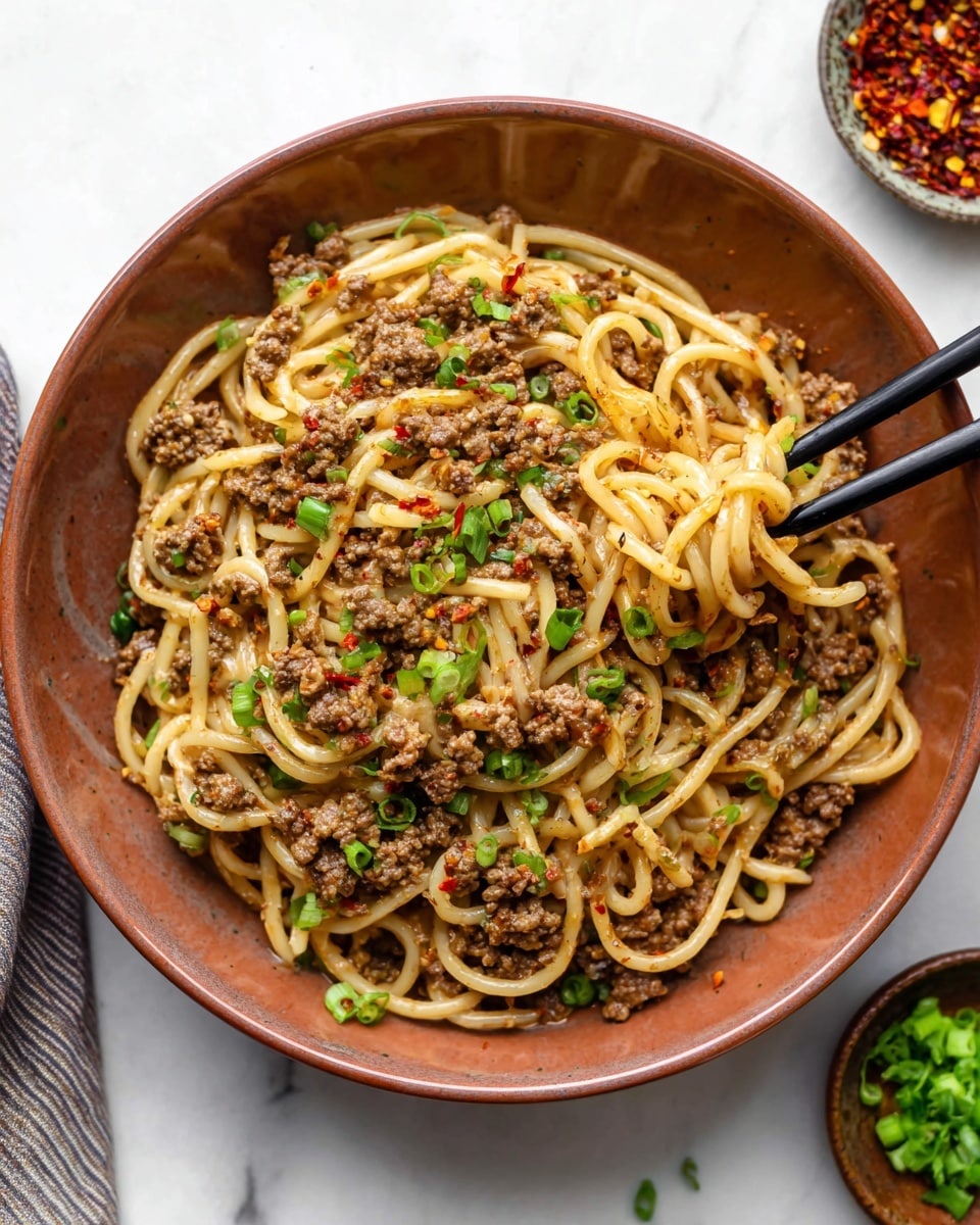 Mongolian Ground Beef and Noodles Recipe - Recipe Image
