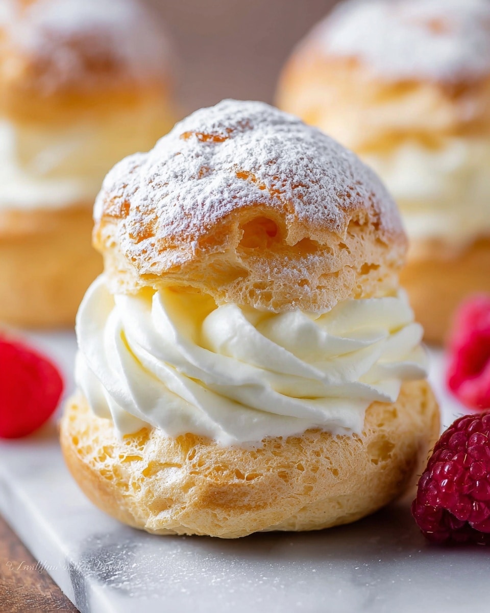 Cream Puffs with Vanilla Whipped Cream and Raspberries Recipe - Recipe Image