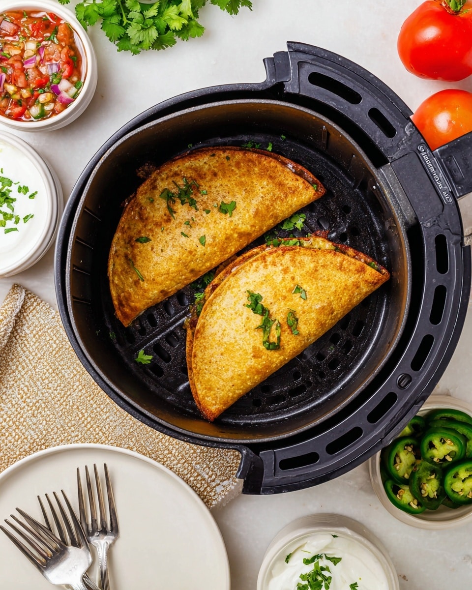 Air Fryer Chicken Quesadilla with Spicy Jalapeno Cream Recipe - Recipe Image