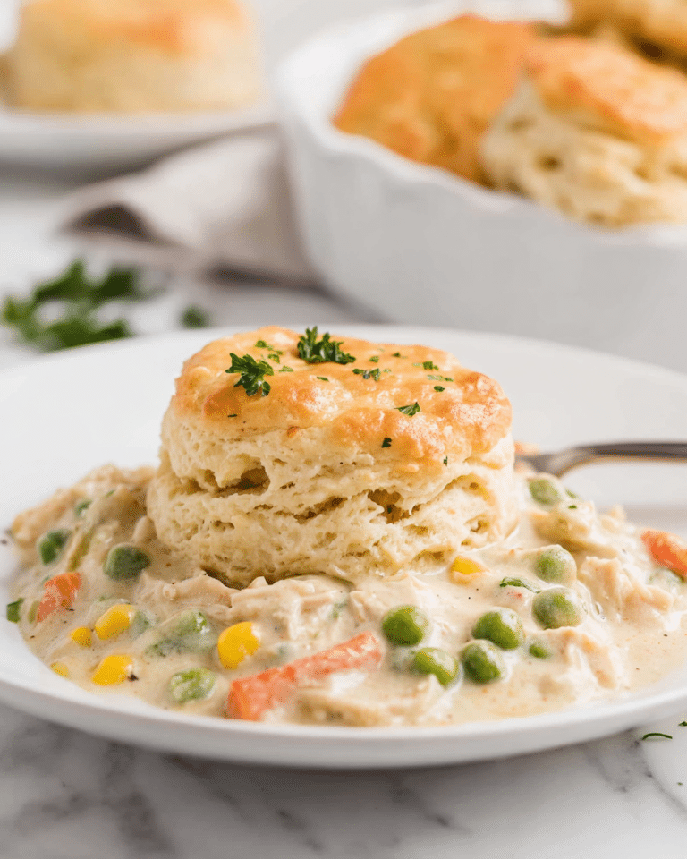 Chicken Pot Pie with Fluffy Buttermilk Biscuit Topping Recipe