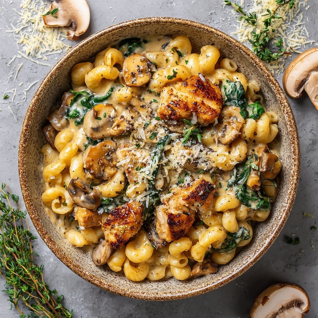 Garlic Parmesan Chicken Bites with Creamy Rotini Recipe - Recipe Image