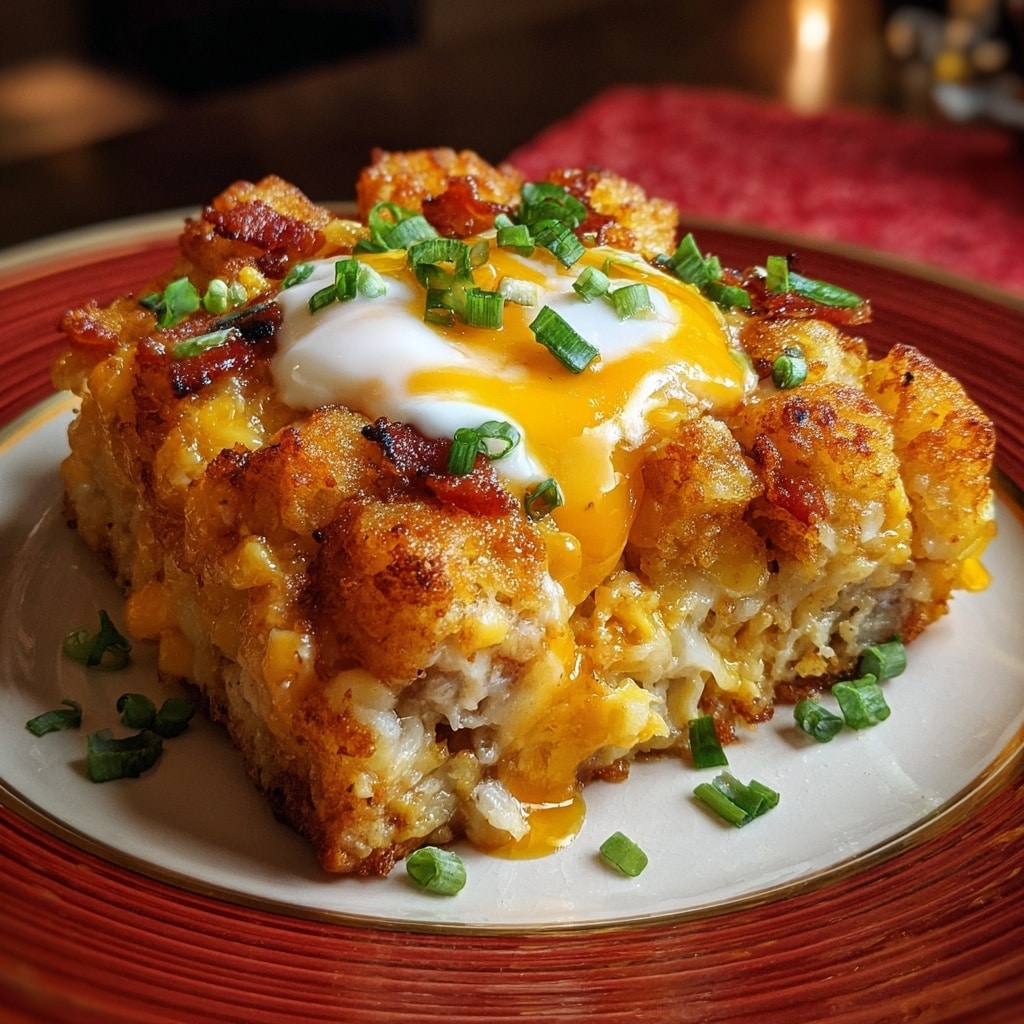 Loaded Buffalo Chicken Tater Tot Bake Recipe - Recipe Image