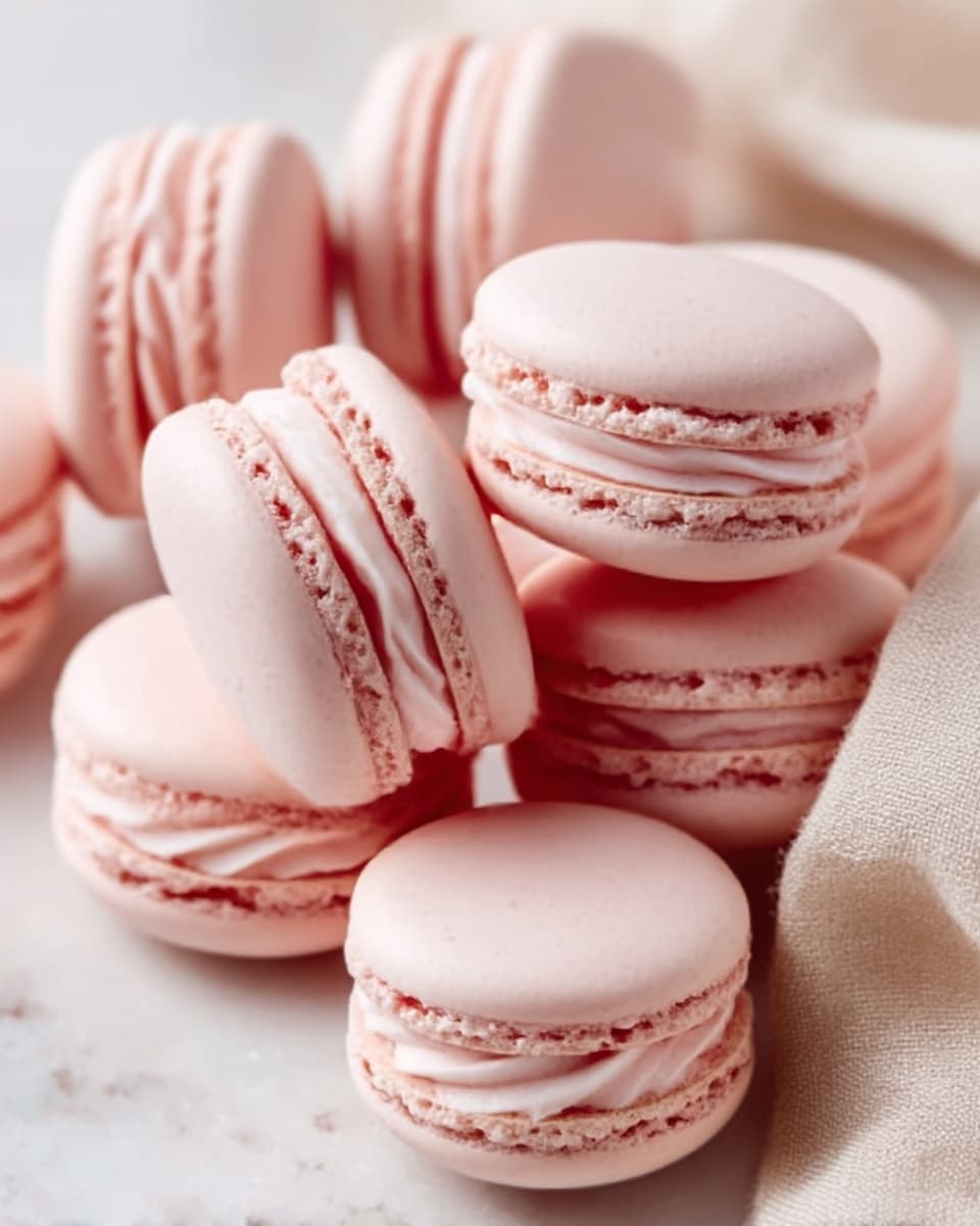 Strawberry Macarons with Strawberry Buttercream Filling Recipe - Recipe Image