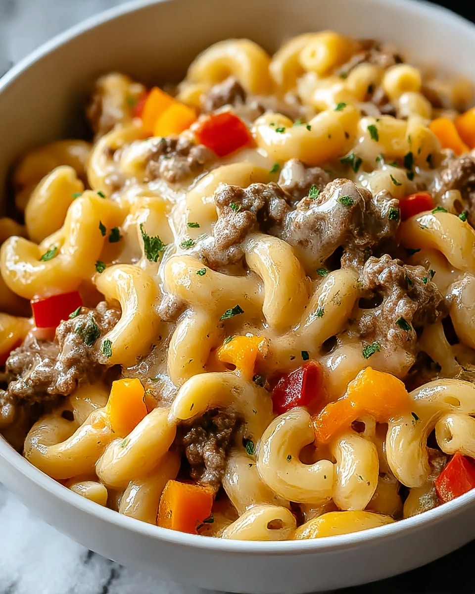 High-Protein Creamy Philly Cheesesteak Mac & Cheese Recipe - Recipe Image