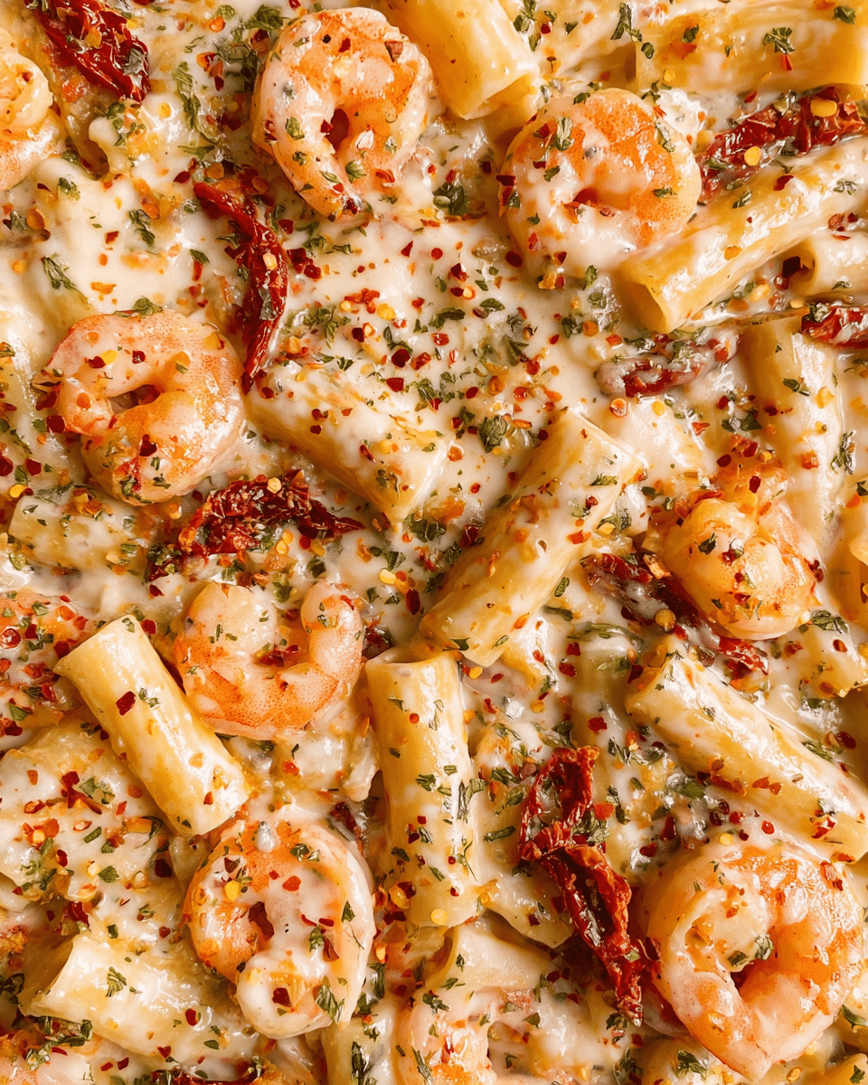 Creamy Mozzarella Shrimp Pasta Recipe - Recipe Image