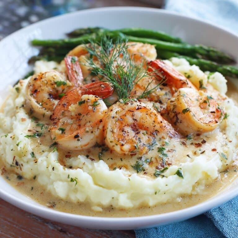 Creamy Garlic Shrimp Over Mashed Potatoes Recipe