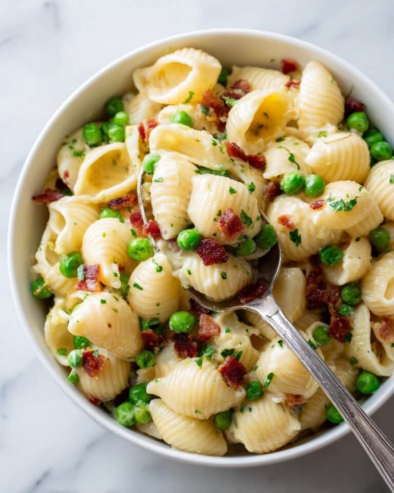 Creamy Pasta Salad with Peas, Bacon, and Parmesan Recipe