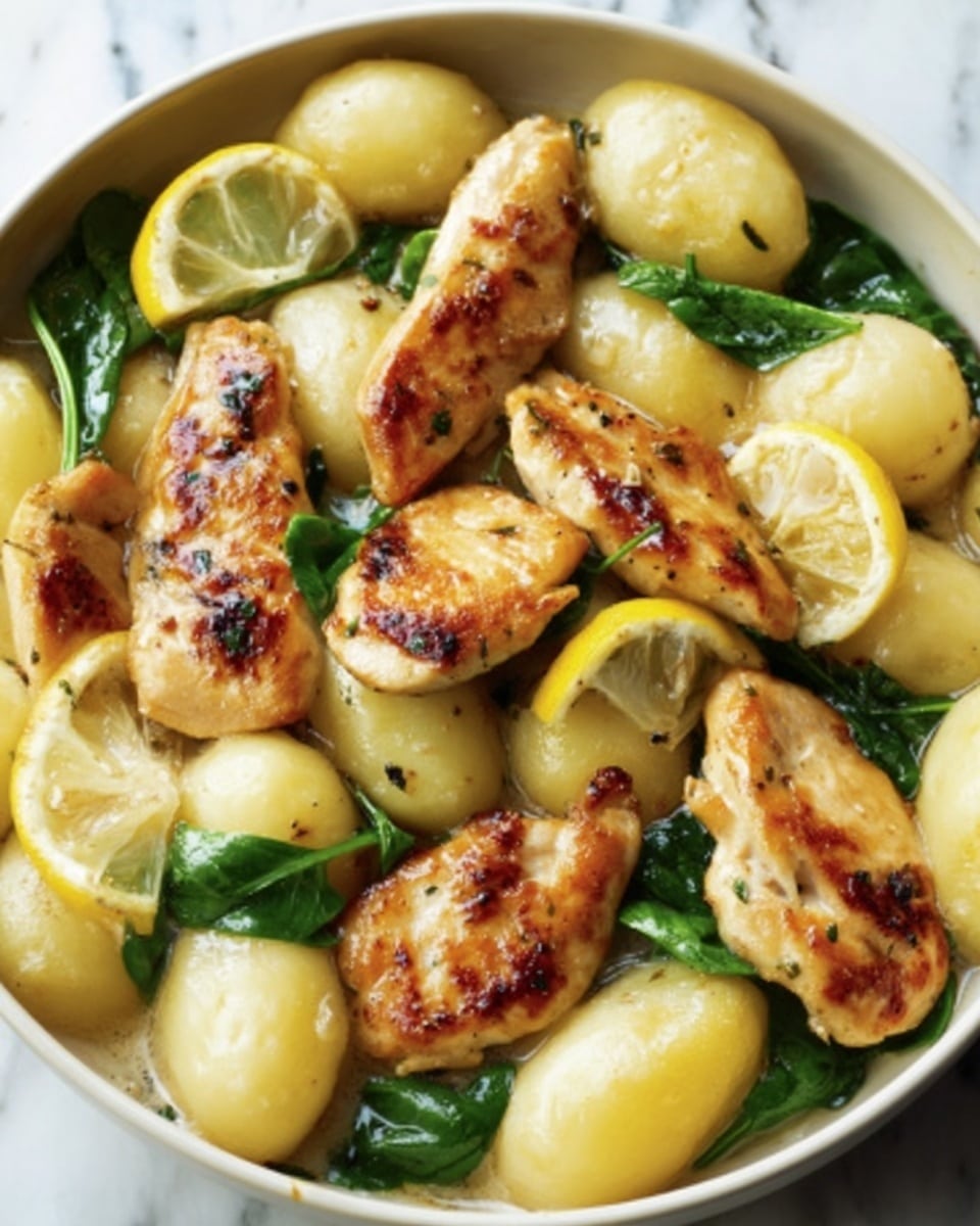 Lemon Chicken Gnocchi with Creamy Spinach and Parmesan Recipe - Recipe Image