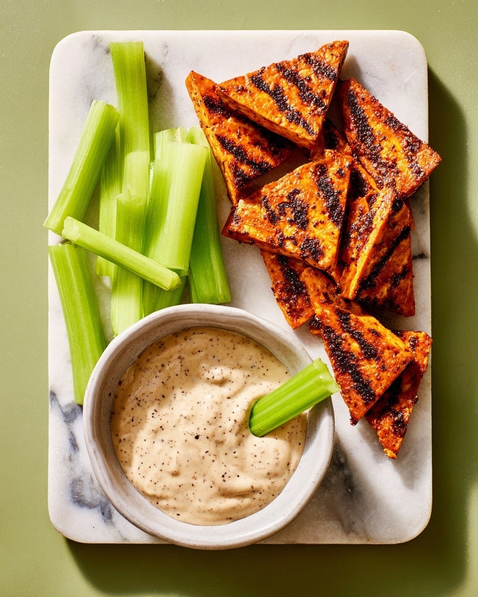 Tempeh Buffalo “Wings” with Vegan Ranch Recipe - Recipe Image