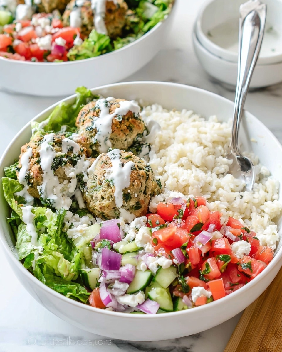 Mediterranean Turkey Meatball Bowls with Feta, Hummus, and Tzatziki Recipe - Recipe Image