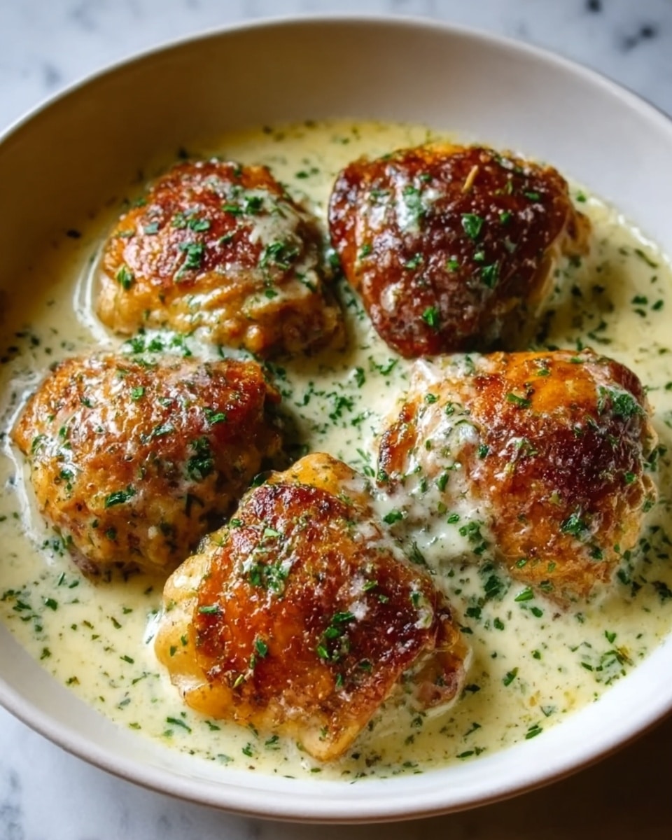 Bobby Flay Chicken Thighs with Creamy Garlic Sauce Recipe - Recipe Image
